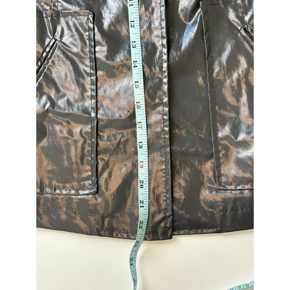 Zara Woman Limited Edition Metallic Coated Cotton Jacket Grey Small Collarless‎